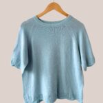 Pull poma manches courtes, coloris bleu ciel idéal pour femme senior