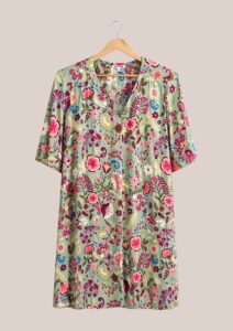 Robe romy imprimé vert idéal pour femme senior -forESTIME