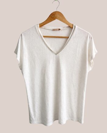 tee-shirt Telia coloris écru idéal pour femme senior. 100% coton