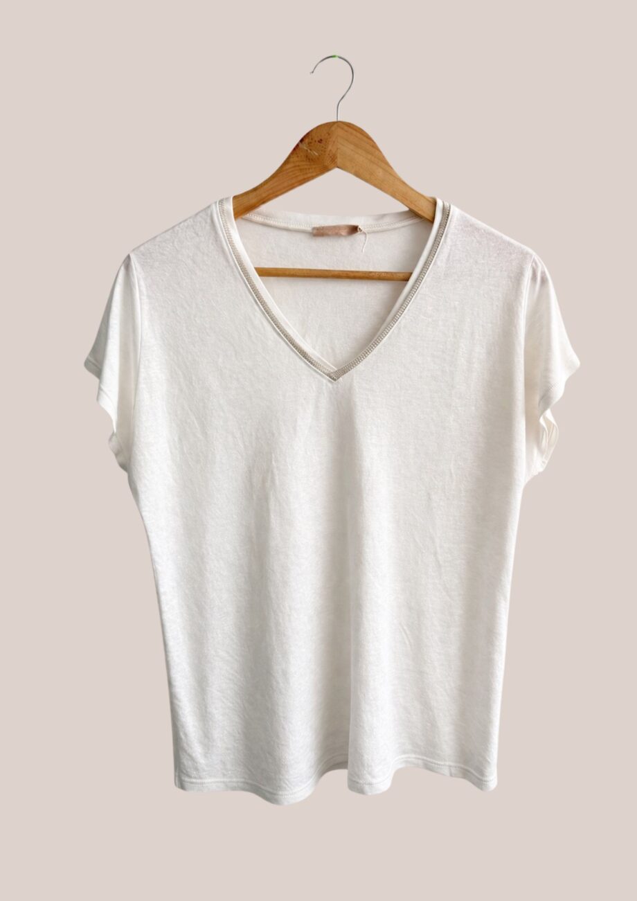 tee-shirt Telia coloris écru idéal pour femme senior. 100% coton