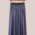 Jupe Justine longue unie denim foncé femme senior viscose polyester élastiquée longueur cheville - forESTIME