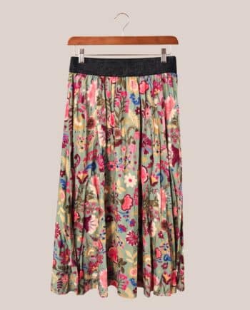 Jupe Justine femme senior viscose polyester élastiquée longueur cheville - forESTIME