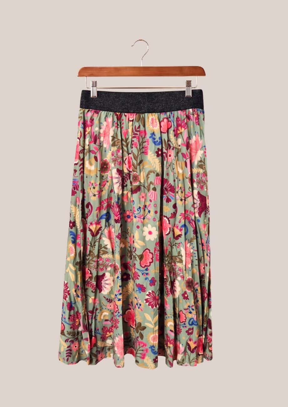 Jupe Justine femme senior viscose polyester élastiquée longueur cheville - forESTIME