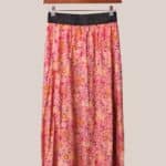 Jupe Justine longue rose motifs floraux femme senior viscose élastiquée longueur cheville - forESTIME