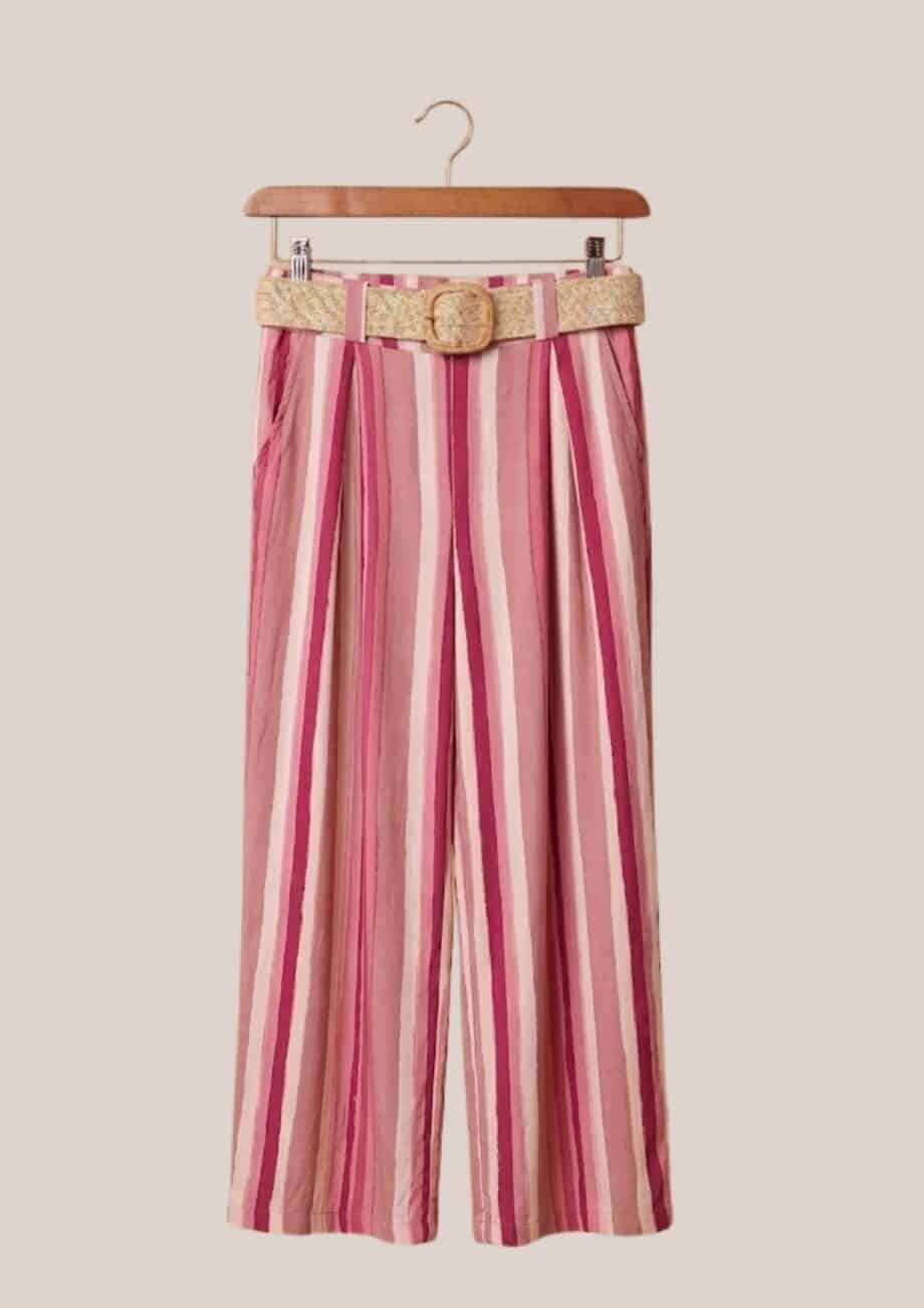 Pantalon prince rayé rose - forESTIME
