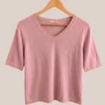 Pull coloris rose, manches courtes idéal pour femme senior - forESTIME