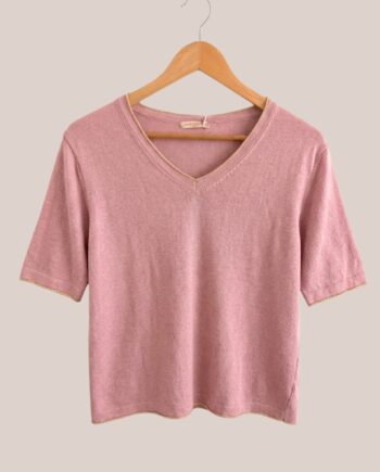 Pull coloris rose, manches courtes idéal pour femme senior - forESTIME