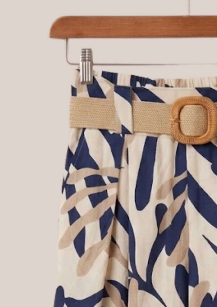 Ceinture tressée à boucle dorée pantalon Pietro bleu et beige senior - forESTIME