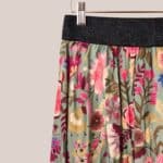 Détail large élastique pailleté noir 4 cm jupe Justine imprimé floral vert senior - forESTIME