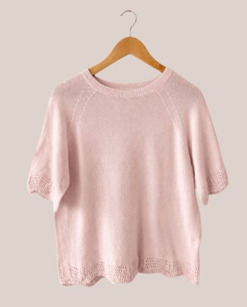 Pull coton léger femme senior rose poudré en maille fine modèle Poma